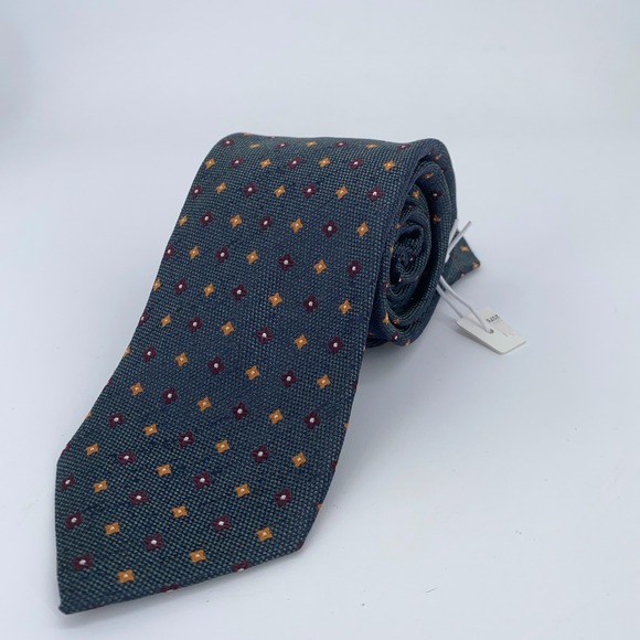 Eton Tie Mens One Size Green‎ Blue Floral Silk Classic Fit Necktie Italy Made